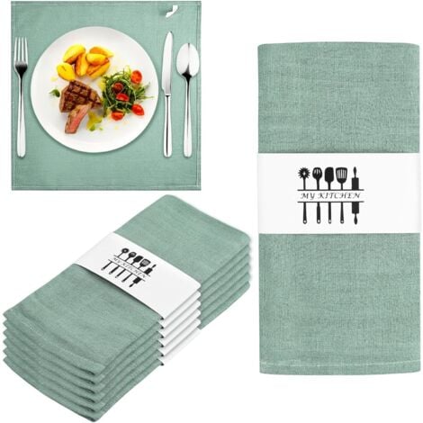 SHINING HOUSE Green Cloth Napkins, Cloth Table Napkins, Set of 6 Durable Linen Napkins, 6 Pieces Linen Napkins, High Quality Washable Table Napkins, for Christmas/Wedding/Birthday