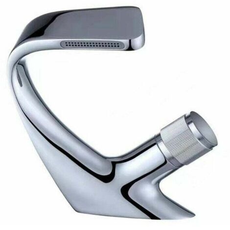 SHINING HOUSE Grifo de baño, grifo de lavabo de cascada moderno de plata, grifo mezclador de lavabo de latón, válvula de cerámica, disponible en frío y caliente, aireador extraíble para baño e inodoro