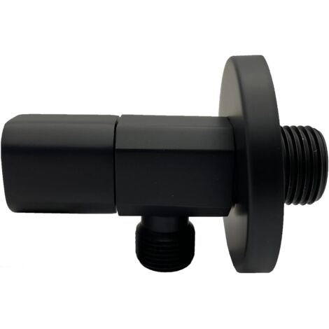 SHINING HOUSE Grifo de cerámica cuadrado con válvula angular para baño, barco, bar o restaurante (grifo triangular octogonal de cobre, negro), 7,8 cm