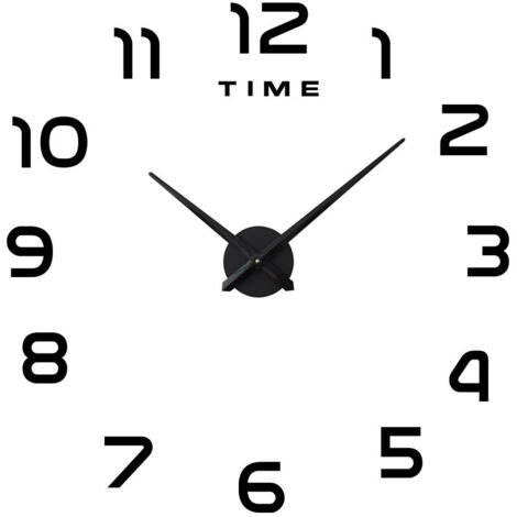 SHINING HOUSE Große geräuschlose Wanduhr zum Selbermachen, rahmenlose 3D-Spiegelwanduhr, Heimbüro-Dekoration (schwarz)