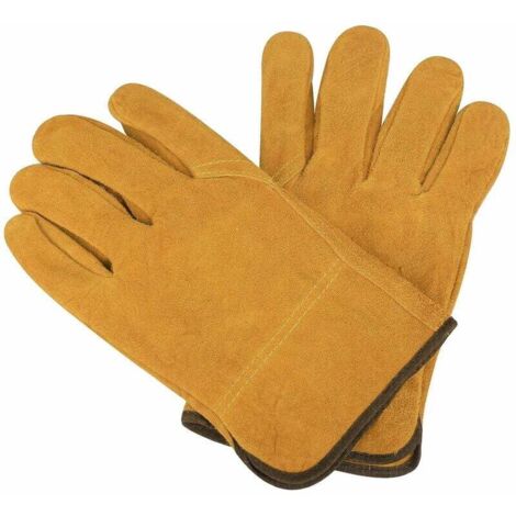 SHINING HOUSE Guantes de cuero para soldar, resistentes al calor, ignífugos para soldar, jardinería, campamentos, chimeneas, estufas, barbacoas,