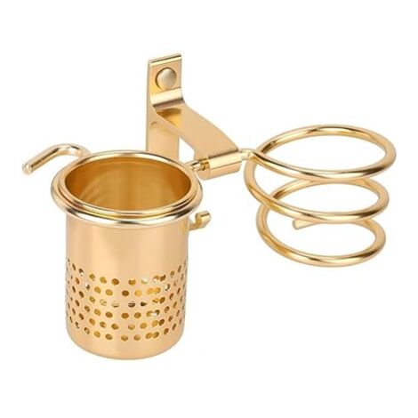 SHINING HOUSE Haartrockner- und Glätteisenhalter, Badezimmerzubehör, Haartrocknerhalter, Wandhalterung, Organizer, Multifunktionsregal (Gold, 22,5 x 10,5 x 9,5 cm)