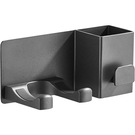 SHINING HOUSE Haartrocknerhalter, nicht perforierter Haartrocknerhalter mit Kabelführung, selbstklebender Haartrocknerhalter und Glätteisen aus Aluminium, 21 x 9,5 x 8,3 cm