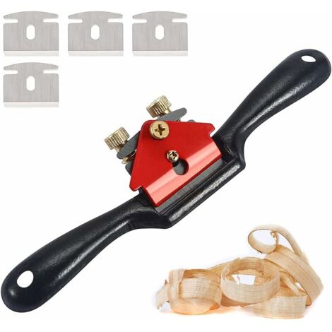 SHINING HOUSE Hand Plane Wood Planer, Woodworking Hand Tool, 9'' Adjustable Spokeshave Manual Planer with 4 Blades