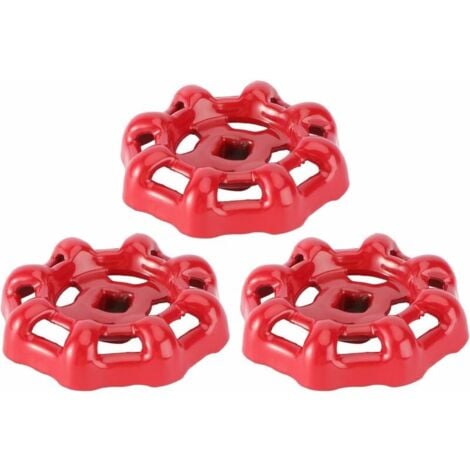 SHINING HOUSE Handradventil, Eisenkugelhahn, Absperrventil, Wasserhahn, Wasserrohr, Oberteil, Griff, 6 x 6 mm (rot), 3 Stück