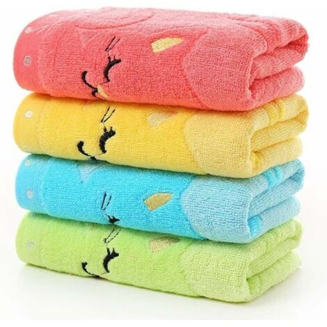 SHINING HOUSE Handtuch-Geschenksets für Kinder, 4 Stück, Musiknoten, Bambusfaser, kleines Handtuch, Musikkatze, weiches Handtuch, Jacquard-gesticktes Handtuch für Kinder, 25 x 50 cm, zufällige Farbe