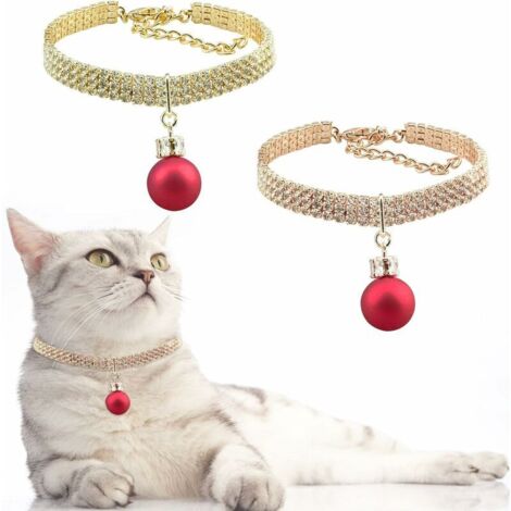SHINING HOUSE Haustierhalsband, 2 Stück, verstellbares Strass-Hundehalsband mit Verlängerungskette, Kristall-Haustierhalsband für Hunde, Katzen, Welpen, Gold und Roségold, 19,5 + 8,5 cm –