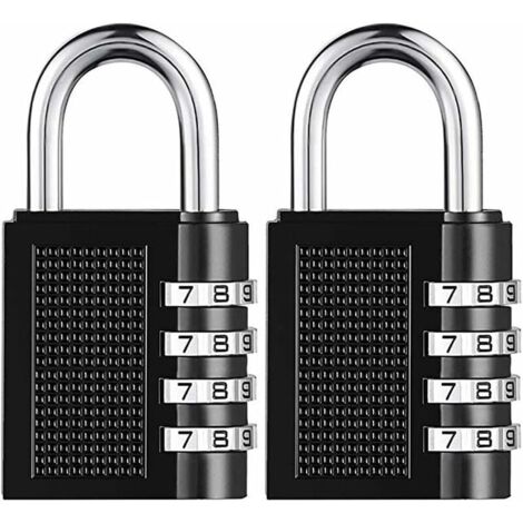 SHINING HOUSE Heavy Duty 4 Digit Combination Padlock with Resettable Combination Lock for School, Gym, Outdoor, Shed, - Pack of 2,794015mm,Black