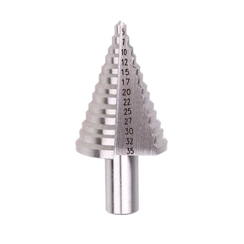 Shining House - hss Metal Step Drill Bit 5-35mm Professional Titanium Cone Drill Bit Step Drilling Round Shank Drill Bit Straight Groove Round Shank