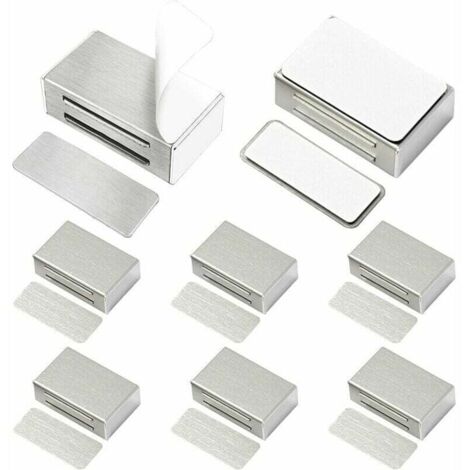SHINING HOUSE Imán adhesivo para puerta de armario, paquete de 8 cierres magnéticos para puerta, actualizados, sin tornillos, sin perforaciones, para armario de cocina, cierre magnético fuerte para ca