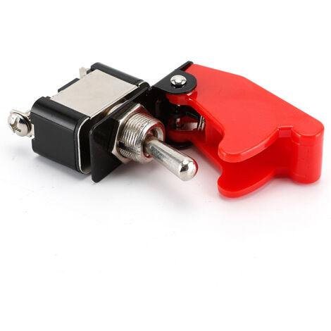 SHINING HOUSE Interruptor basculante de metal, 12 V, 20 A, encendido/apagado, 2 posiciones, 2 pines, con tapa impermeable (rojo)