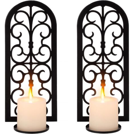 SHINING HOUSE Juego de 2 candelabros de pared de metal, candelabros colgantes para sala de estar, baño, pasillo, entrada, chimenea