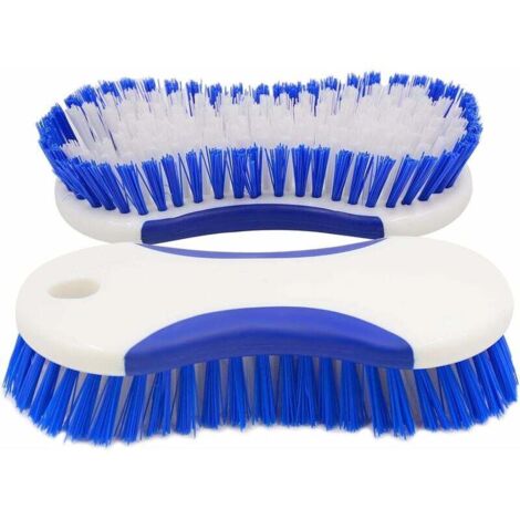 SHINING HOUSE Juego de 2 cepillos para fregar: cepillo de limpieza de cerdas densas de plástico para pisos, alfombras, azulejos y baños
