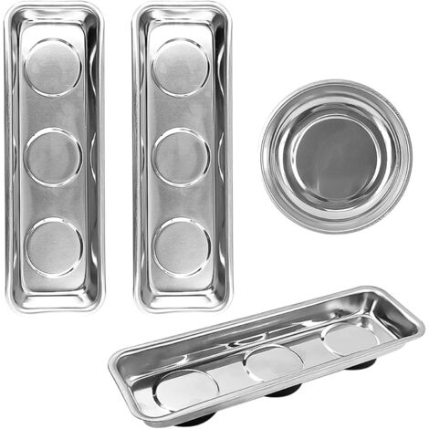 SHINING HOUSE Juego de 3 herramientas mecánicas automotrices, caja magnética rectangular de 202 x 65 x 28 mm, cajas de herramientas magnéticas de acero inoxidable, estante magnético
