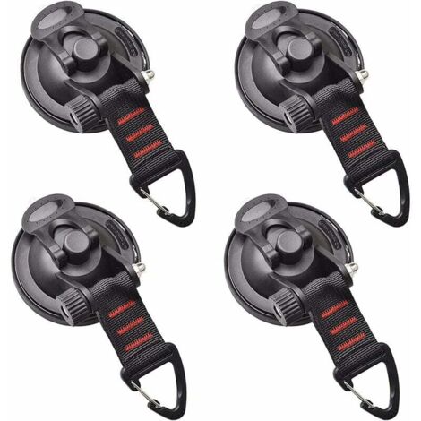 SHINING HOUSE Juego de 4 anclajes con ventosa para coche, kit de anclaje multifuncional para lona de coche, ventosa para lona de camping con cierre, para RV, hogar, taller