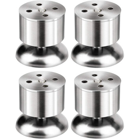 SHINING HOUSE Juego de 4 patas para muebles de acero inoxidable ajustables (50 x 60 mm)