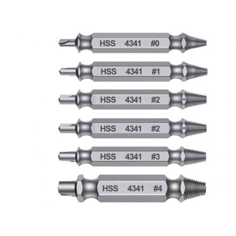 SHINING HOUSE Juego de 6 extractores de tornillos/pernos HSS 4341 profesionales: kit de herramientas extractoras de tornillos con extractor de mano izquierda, broca para pernos dañados, extractor de t