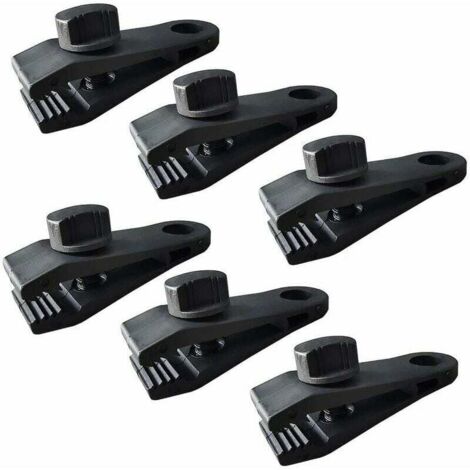 SHINING HOUSE Juego de accesorios para lonas Juego de 6 clips de fijación para lonas de camping, lonas, caravanas, lonas de jardín Negro
