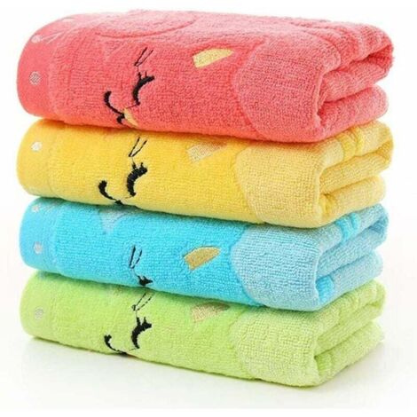 SHINING HOUSE Juego de toallas de mano para niños, 4 piezas de toallas de mano de fibra de bambú con notas musicales y gato musical, toalla suave bordada en jacquard para niños, 25 x 50 cm, color alea