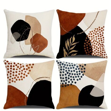 SHINING HOUSE Kissenbezug, 4er-Set, Leinen-Kissenbezug, modernes Boho-Sofakissen, abstraktes Muster für Schlafzimmer, Outdoor-Kissenbezug, 45 x 45 cm