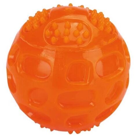SHINING HOUSE Klangspielzeugbälle, 3 Stück, für Hunde, robust und langlebig, Gummi, unzerstörbar, hüpfend, für das Training (Orange)