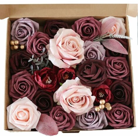 SHINING HOUSE Künstliche Blumen, Seidenblumen, künstliche Rosen für selbstgemachte Hochzeitssträuße, Tafelaufsätze, Arrangements, Brautparty, Tisch, Stuhl, Kuchen, Dekoration, Heimdekoration (Luxus-Bu