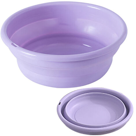 SHINING HOUSE Lavabo Multiusos Portátil con Diseño Plegable, Útil en Baño, Cocina, Terraza, Jardín, en Caucho Termostático (31cm, Viola)