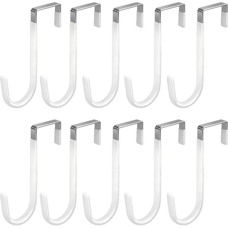 Lot de 10 Crochets de Porte, Crochets de Rangement Robustes Pour Salon, Salle de Bain Chambre Cuisine Vêtements Serviettes Chapeaux Manteaux (White)