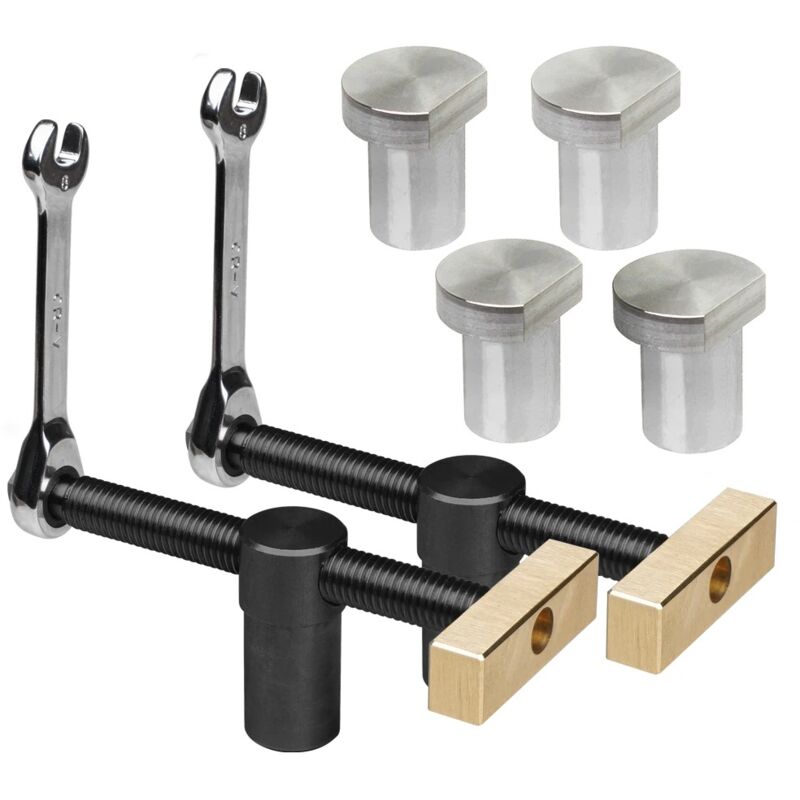 Shining House - Lot de 2 pinces rapides pour banc avec 4 bancs pour trous de 20 mm, butées de positionnement pour banc de bricolage et pinces rapides