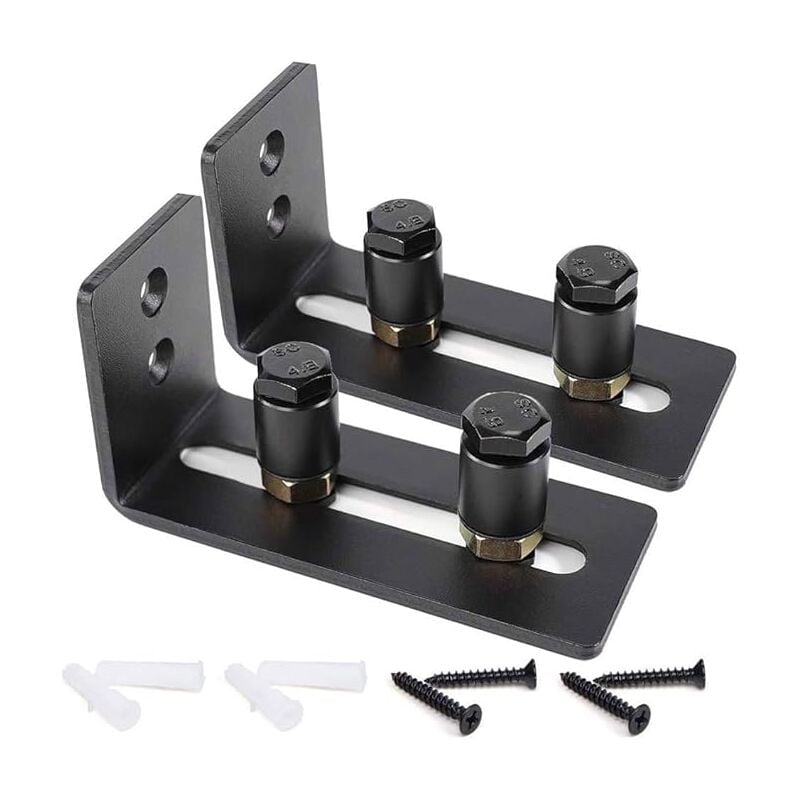 Shining House - Lot de 2 rouleaux de guidage au sol réglables pour bas de porte coulissante - Noir - Super lisse et silencieux - Facile à installer