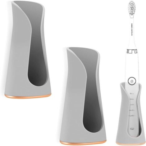 SHINING HOUSE Lot de 2 supports muraux pour brosse à dents électrique - Support de rangement pour brosse à dents électrique sans trace (gris)