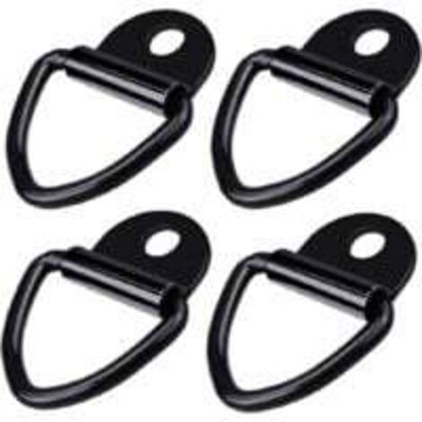 SHINING HOUSE Lot de 4 Anneaux de Fixation en D - en Acier Inoxydable Robuste - pour remorques, camions, Roues, Bateaux - Noir