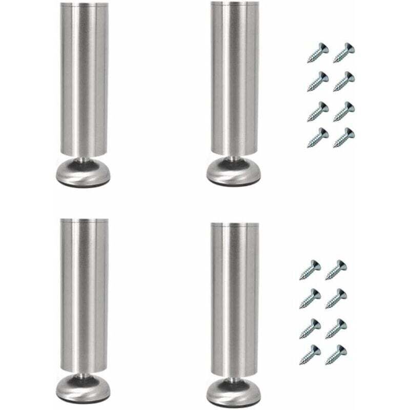 Shining House - Lot de 4 pieds de meuble réglables, longueur 20 cm, extra épais, en acier inoxydable, pieds de meuble pour table basse, meuble tv,