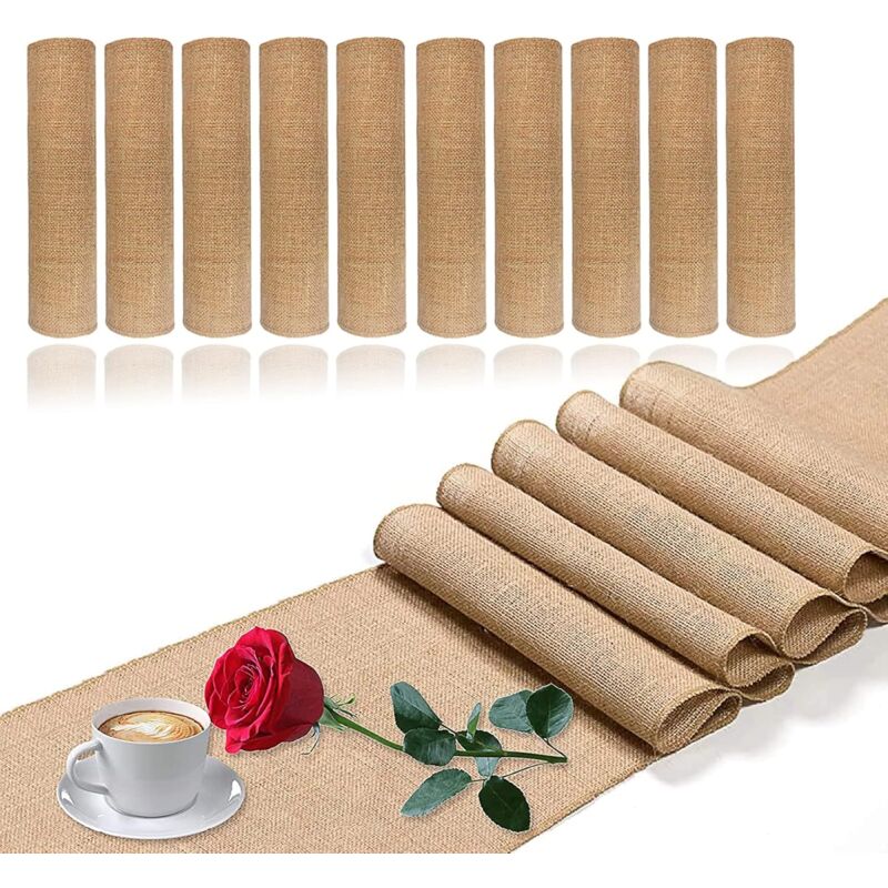 Shining House - Lot de 5 chemins de table en toile de jute rustique, décoration de table rustique, décoration d'intérieur pour mariage et dîner en