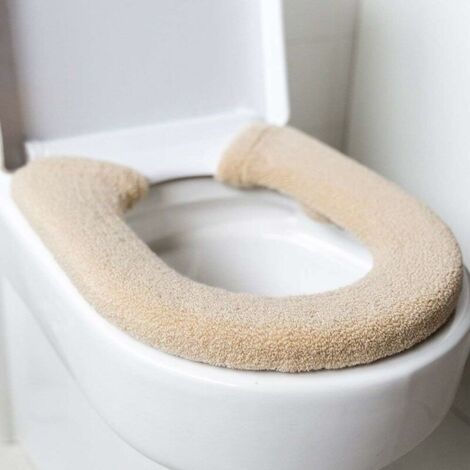 SHINING HOUSE Luxuriöser, dicker, antimikrobieller Toilettensitzbezug – Warm – Universal – Beige
