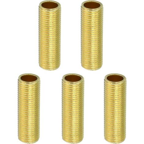 SHINING HOUSE M10 Fine Thread Lamp Pipe, 10 Pack 30mm Threaded Hollow Tube Adapter Brass Coupler Connector Hose Fitting