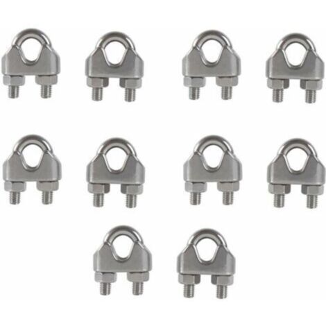 SHINING HOUSE M8 Serre-câbles Etrier U Boulon Clip de Câble 304 Acier inoxydable Selle de pince de Câble Câble métallique Clips pour etendoir linge exterieur10PCS