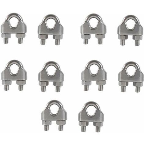 SHINING HOUSE M8 Serre-câbles Etrier U Boulon Clip de Câble 304 Acier inoxydable Selle de pince de Câble Câble métallique Clips pour etendoir linge exterieur10PCS