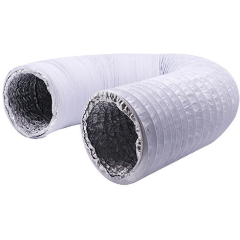SHINING HOUSE Manguera de ventilación flexible de aluminio y PVC de 150 mm y 6 m de longitud para extractores, aires acondicionados y secadoras (ø150 mm y 6 m, color blanco)