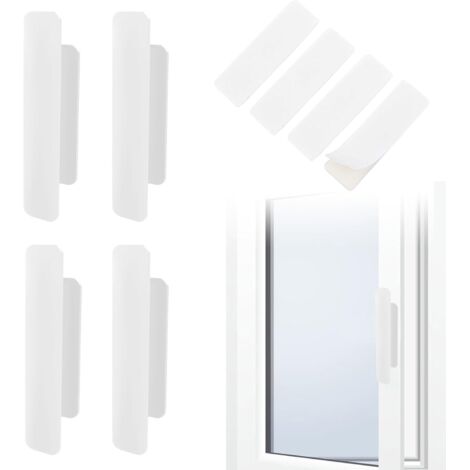 SHINING HOUSE Manijas de puerta autoadhesivas Manijas de puerta de balcón Manijas de puerta de plástico Manijas de gabinete, Sin perforaciones, para ventanas Puertas de vidrio Cajones (Blanco, Rectang