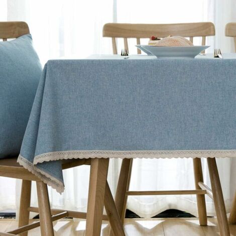 SHINING HOUSE Mantel de lino y algodón rectangular de color sólido, lavable, de macramé, a prueba de polvo, para cocina, comedor, hogar, 120 x 120 cm