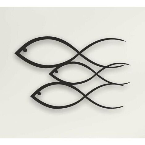 SHINING HOUSE Metall-Wanddekoration – Fischfamilie – Metall-Wanddekoration, Heimbüro-Dekoration, Schlafzimmer-Wohnzimmer-Dekoration (30 x 18,5)