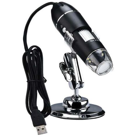 SHINING HOUSE Microscopio digital USB, endoscopio de aumento portátil de 0X a 1000X, microscopio digital de 8 LED con soporte de metal, adecuado para Windows 7/8/10 Mac
