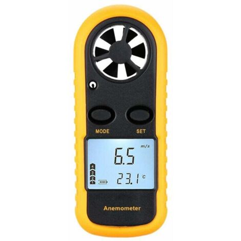 SHINING HOUSE Mini anemómetro digital LCD, velocidad del viento, medición de temperatura y velocidad del aire con luz de fondo, 1 unidad