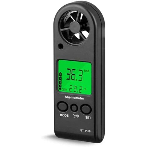 SHINING HOUSE Mini anemómetro digital portátil con pantalla LCD, medidor de velocidad del viento, comprobador de flujo de aire, anemómetro de aire o anemómetro de barco (negro, 113 x 40 x 15 mm)