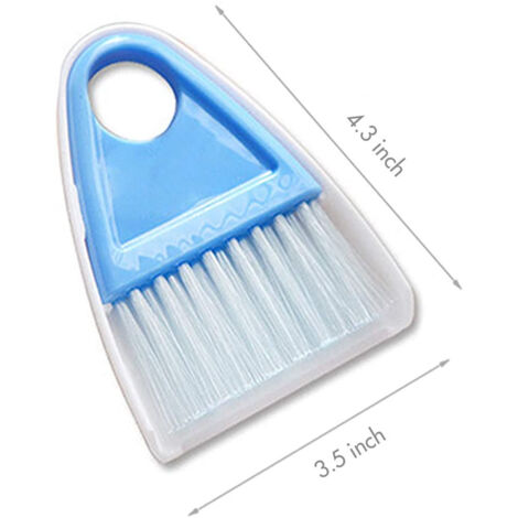 SHINING HOUSE Mini escoba y recogedor para limpiar mesa, teclado, pelo de mascotas y suciedad pequeña (paquete de 1) azul y blanco