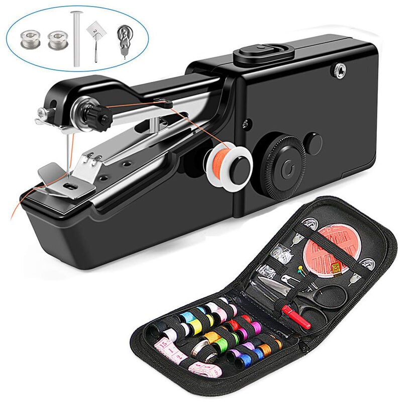 Shining House - Mini Portable Sewing Machine, Handheld Sewing Machine, Manual Quick Stitch Tool for Clothing, Curtain, Electric Sewing Hand Garment