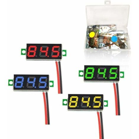 SHINING HOUSE Mini voltímetro digital de 0,28 pulgadas, voltímetro con pantalla LED, rango de medición de CC de 2,4 a 30 V, comprobador de voltaje de dos cables, protección contra polaridad inversa y 