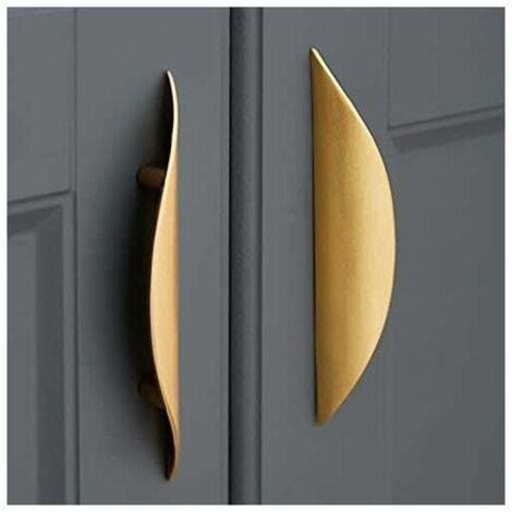SHINING HOUSE Möbelknöpfe und Griffe, 2 Stück, goldener Möbelgriff – goldener Möbelgriff, Zinklegierung, Lochabstand 32 mm