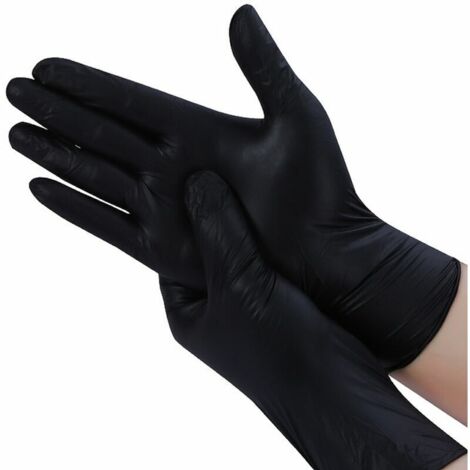 SHINING HOUSE Nitrilhandschuhe Größe M (100 Stück), Einweg-Nitrilhandschuhe, Schwarze Nitrilhandschuhe, Schwarze Einweghandschuhe, Nitrilhandschuhe (Größe S, LATEXFREI)